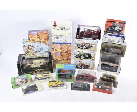 Diecast Pre-war Period Vehicles, a boxed/packaged collection of private, commercial and military vehicles, in various scales 