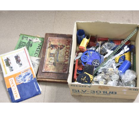 Collection of 1940s and later  Meccano,  including red, green, blue, yellow  and unpainted girders, plates, boilers, strips, 