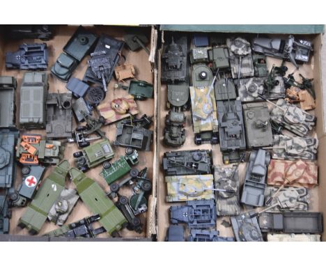 Post-war and Later Playworn/Repainted Military Diecast Models various WWII and later vehicles includes examples by Dinky, Cor