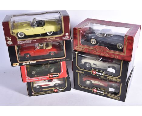 1:18/1:24 Scale 1950s/60s German and American Cars, a boxed group includes 1:18 scale Burago 3024 Chevrolet Corvette, 3023 Me