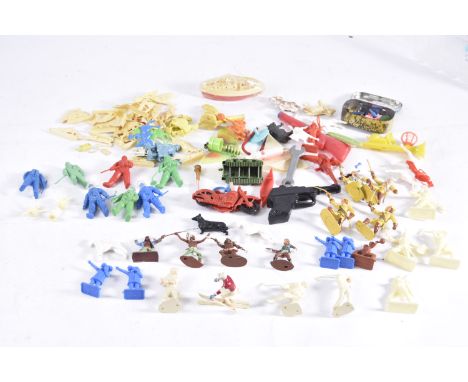 1960s Plastic Toy Soldiers and Figures including Crescent Spacemen Marx Sportsmen and other plastic Toys including Cereal Pre