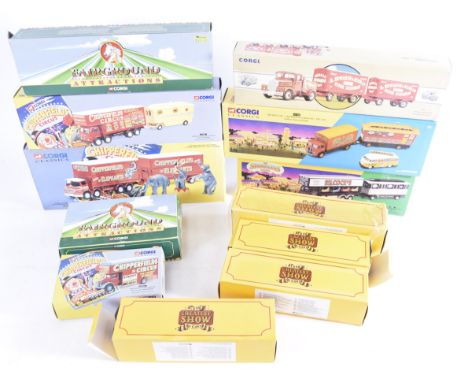 Corgi Classics and Atlas Editions Circus and Fairground Diecast Models, a boxed collection of vintage vehicles comprises fair