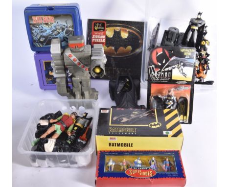 Large collection of Batman and other Toys, including Teleconcept Batmobile Telephone, in original box, DC Comics Super Heroes