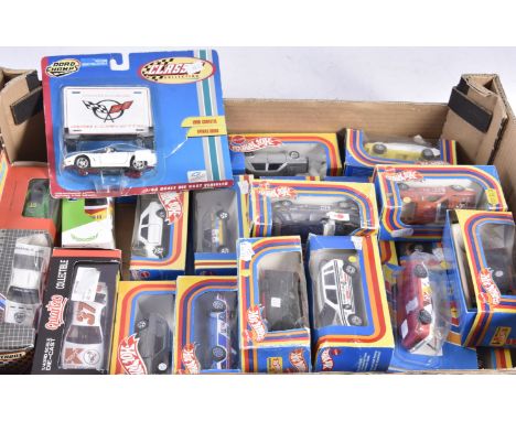 1970s and Later 1:43 Scale Hotwheels and other Diecast Cars, a boxed group of competition and private cars includes Hotwheels