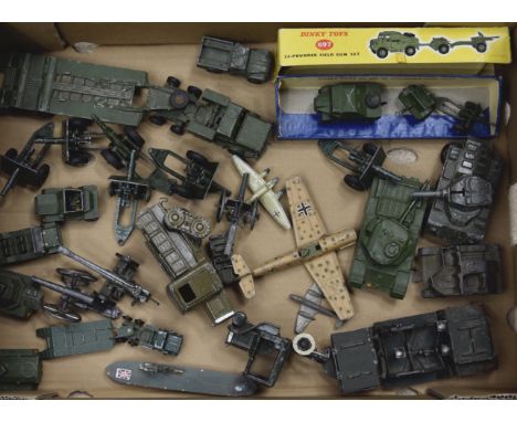 Pre and Post-war Diecast Military Vehicles, various playworn examples includes a partially boxed Dinky 697 25 pounder field g