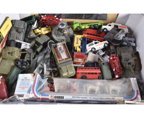 Unboxed Playworn Diecast Vehicles and Britain's Farm, vintage and modern private, commercial and military vehicles includes a