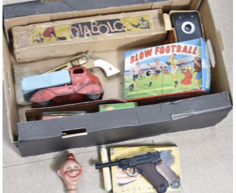 Toy Guns Vehicle Games Cameras and Tins, Lone Star Luger, in original box, VG, box F and Lone Star Apache cap Gun in gold, un