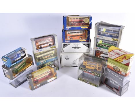 Modern Diecast Vehicles, a boxed collection of mainly buses and some other vehicles, includes First Gear 1:34 scale R-200 195