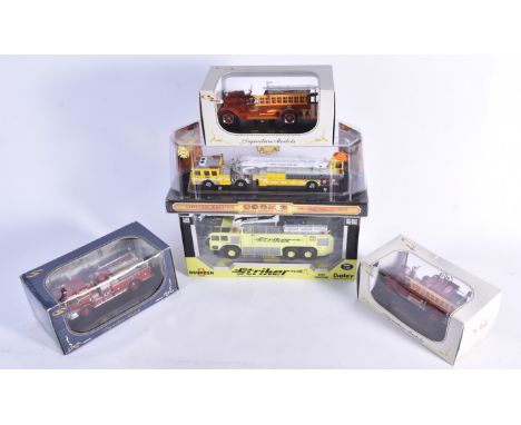 Modern Diecast American Fire Engines, a boxed/bubble packed group of five comprises, Code 3 Collectibles 1:64 scale  12669 Ch