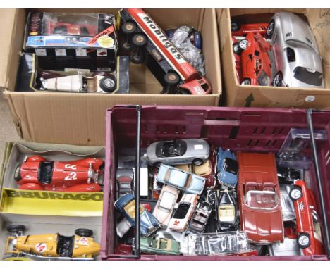 Modern Diecast  and Other Models, an unboxed/playworn collection of vintage and modern cars 1:18 scale and smaller, Burago, R