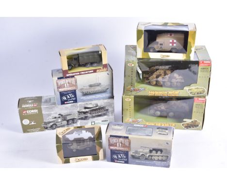 World War II Military Models,   in various scales comprises Corgi Classics 55101 US Diamond T Tank Transporter and M60 and WW