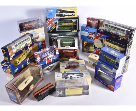 Modern Diecast Buses and Coaches, a boxed/cased collection of vintage and modern vehicles, trams and trolley buses, in variou