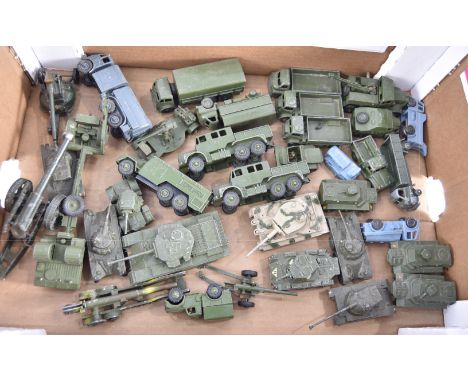 Post-war and Later Unboxed Playworn Military Vehicles, various vintage vehicles includes examples by Dinky, Corgi and Britain