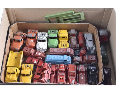 Post-war Playworn Diecast Vehicles, a collection of vintage private commercial vehicles includes examples by Crescent, Marx, 