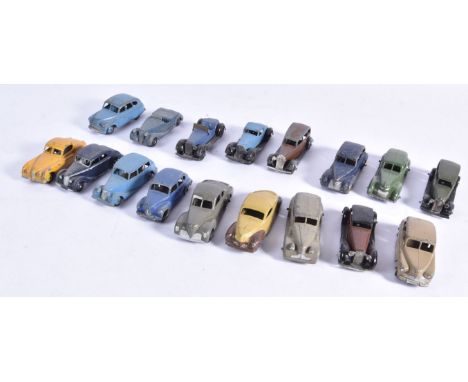 Post-war Playworn Diecast Dinky Cars, a group of seventeen includes American and British models, P-F, (17)