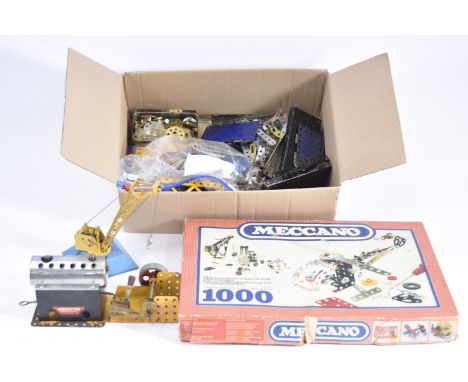 Meccano Steam Engine Construction Set 1000 and other items, Meccano 1000 set with various items, some probably from other set
