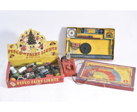 Uncommon incomplete Meccano Elektron Set No 1 Pifco Christmas Lights and Lamp base, Elektron in original box, F, lacks some p