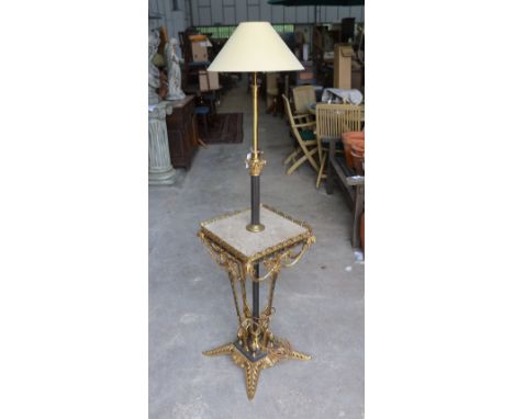 An ornate telescopic lamp standard, height with shade 165cm