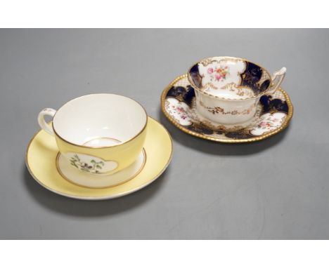 Royal Worcester for Aspreys - a set of six flower painted cups and saucers and four sideplates together with a Coalport part 