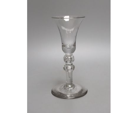 A Georgian Newcastle type light baluster with air tears - 16.5cm tall