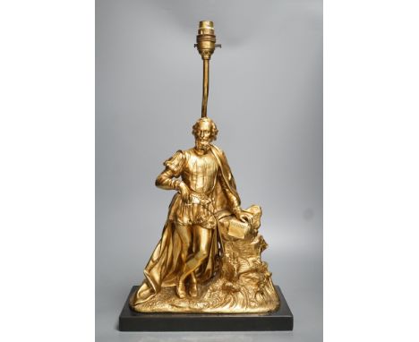 An ormolu figural lamp base depicting Luis de Camões - 51cm high