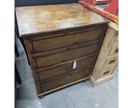 A 19th century painted pine hinged top commode, width 61cm, depth 50cm, height 77cm