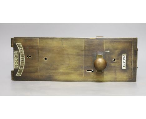 A Lockerbie and Wilkinson, Tipton, brass toilet lock,33cms high.