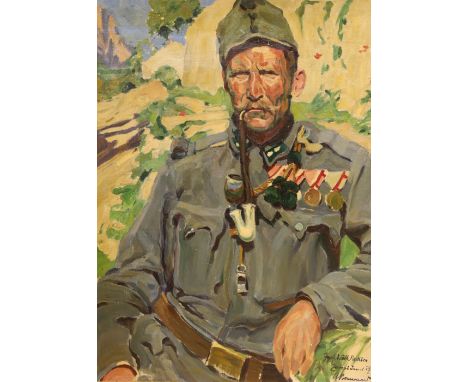 German School c.1917, oil on canvas, Portrait of an Italian army officer, indistinctly signed and dated '17, 62 x 46cm