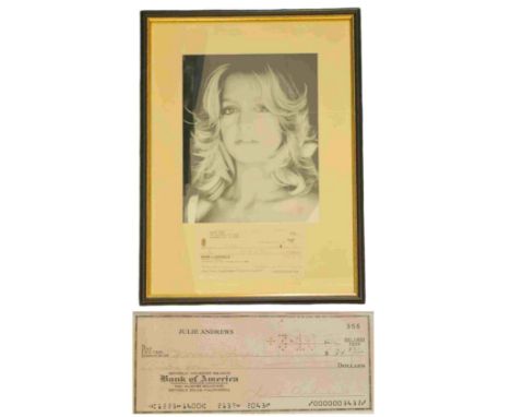 Goldie Hawn signed cheque dated 1974 with black and white photo, framed measures 12 inch by 16-inch appx. Good condition Est.