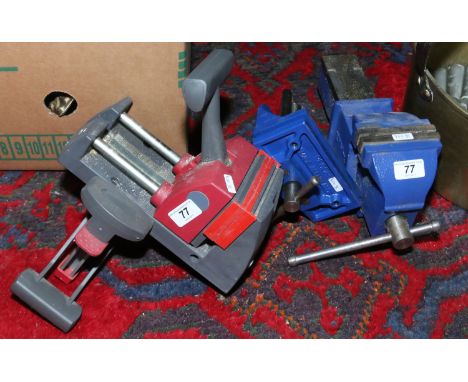 An engineer steel vice by Eclipse model EMV-3 along with a record joiner bench vice and a French made speed vice.