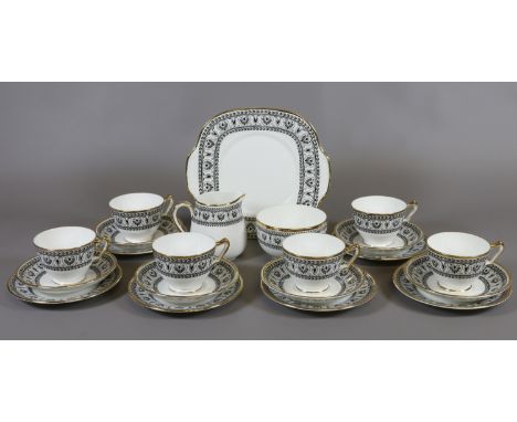 A Crown Staffordshire black Victoria part tea service.