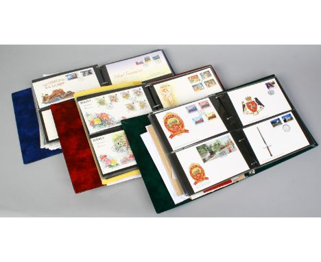 Three albums containing a quantity of stamps and first day covers comprising mostly Isle of Man, Guernsey and Jersey examples