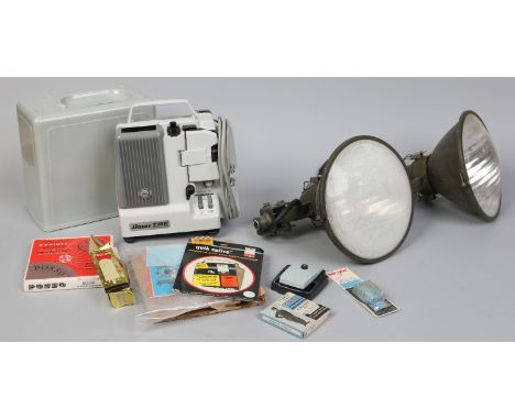A small quantity of projector related items to include Bauer TIOR automatic projector, Pair of spotlights and various project