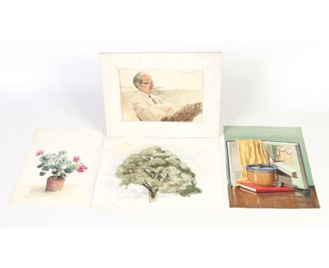 Ernest Arthur Marsh (b. 1918, Yorkshire). Ten unframed paintings, mostly watercolours sketches including a self portrait and 