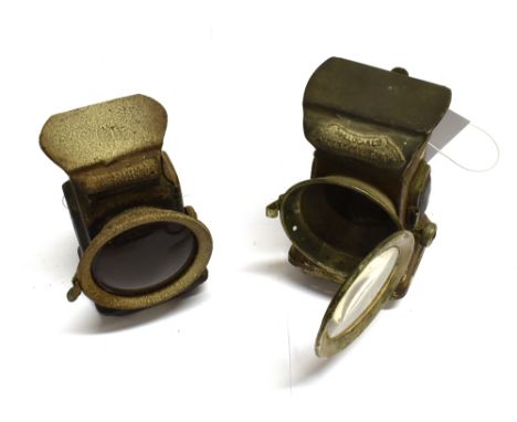 AN EARLY 20TH CENTURY JOSEPH LUCAS &amp; SONS 'KINGLET' OIL BICYCLE LAMP  regulation pattern, 13cm high, together with anothe