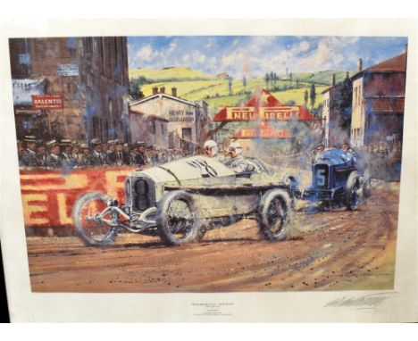 'GRAND PRIX DE L'A.C.F. - 4 JUILLET 1914' COLOUR PRINT BY NICHOLAS WATTS  'Lautenschlager eventual winner in his Mercedes No.