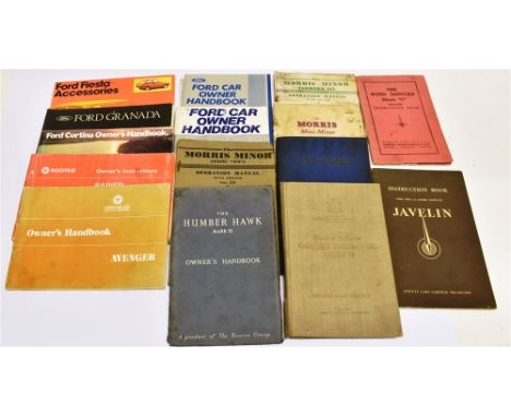 A COLLECTION OF FOURTEEN BRITISH MOTOR VEHICLE INSTRUCTION &amp; OWNER'S HANDBOOKS  including Bond Minicar Mark 'C' De-Luxe, 