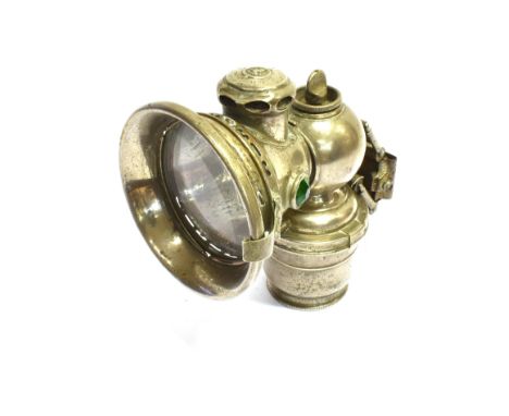 A JOSEPH LUCAS 'CALCIA IOURA' NO. 153 CARBIDE MOTORCYCLE LAMP  17cm high of standard production pattern, nickel plated on bra