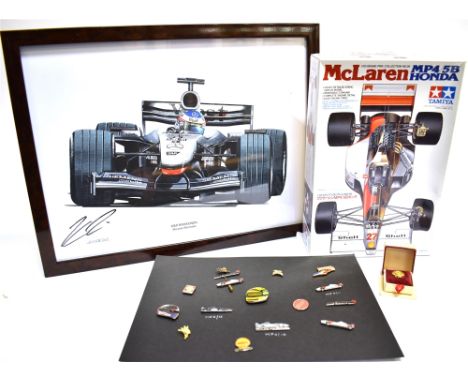 ASSORTED FORMULA 1 COLLECTABLES  comprising an unmade 1/20 scale Tamiya McLaren MP4/5B Honda, boxed, the contents still bagge