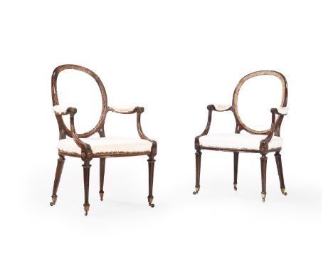 A PAIR OF GEORGE III BEECHWOOD ARMCHAIRSIN THE MANNER OF JOHN LINNELL, CIRCA 178094cm high, 60cm wide, 59cm deep Provenance:A