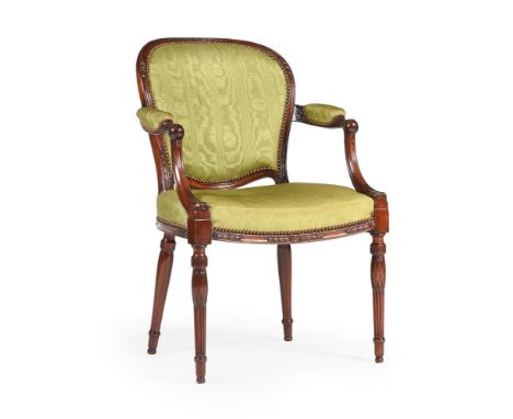 A GEORGE III MAHOGANY ARMCHAIRATTRIBUTED TO JOHN LINNELL, CIRCA 1780Indistinct pencil inscription to one seat rail90cm high, 