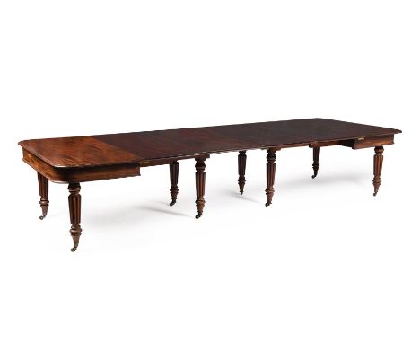 A GEORGE IV MAHOGANY EXTENDING DINING TABLE ATTRIBUTED TO GILLOWS OF LANCASTER, CIRCA 1825Conforming to Gillows design of 'Im