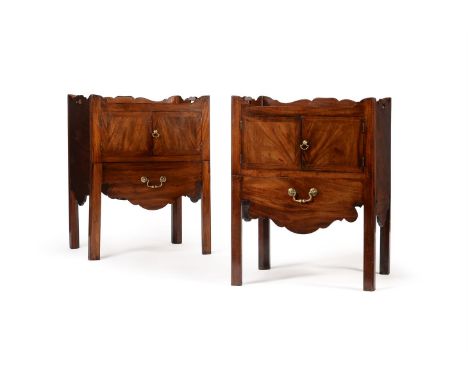 A CLOSELY MATCHED PAIR OF GEORGE III MAHOGANY NIGHT COMMODESCIRCA 178076cm high, 58.5cm wide, 48cm deepCondition Report: Ther