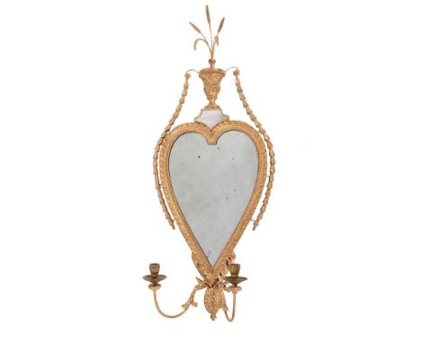 A GEORGE III GILTWOOD HEART SHAPED GIRANDOLE MIRRORLATE 18TH/EARLY 19TH CENTURY100cm high, 40cm wide, 23cm deepCondition Repo