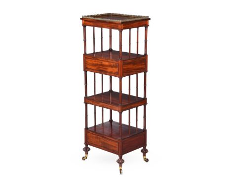 A GEORGE IV MAHOGANY AND GILT METAL MOUNTED WHATNOTBY WILKINSON & SONS, CIRCA 1825Stamped WILKINSON & SONS, 14 LUDGATE HILL '