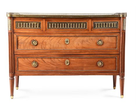 A MAHOGANY, GILT METAL AND MARBLE COMMODEIN LOUIS XVI STYLE, 19TH CENTURY85cm high, 116cm wide, 55cm deepProvenance:Property 
