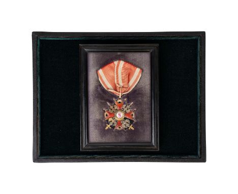 Imperial Russia, Order of St Stanislaus, Silver Gilt, unnamed as issued contained in glazed frame. Very fine (1)