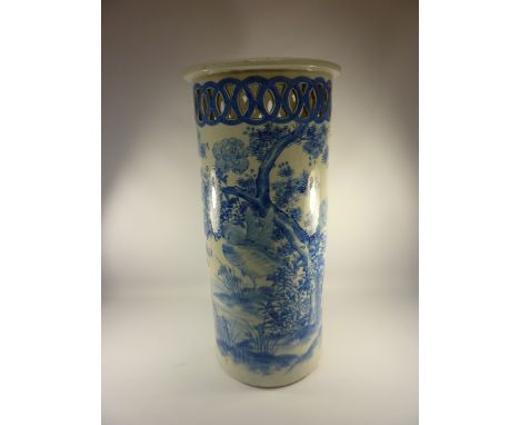 19th/20th century Chinese blue and white stick stand H60cm