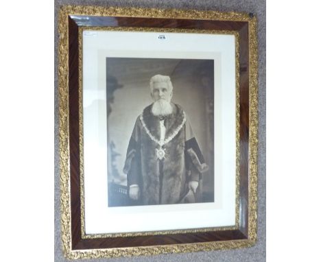 Large early 20th century photographic portrait in simulated rosewood frame 98cm x 79cm