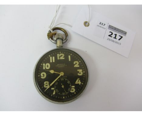 WWI aviator's pocket watch by Doxa 1916, 30 hour non luminous mark V B.E.11084, in a nickel plated case, the back plate engra